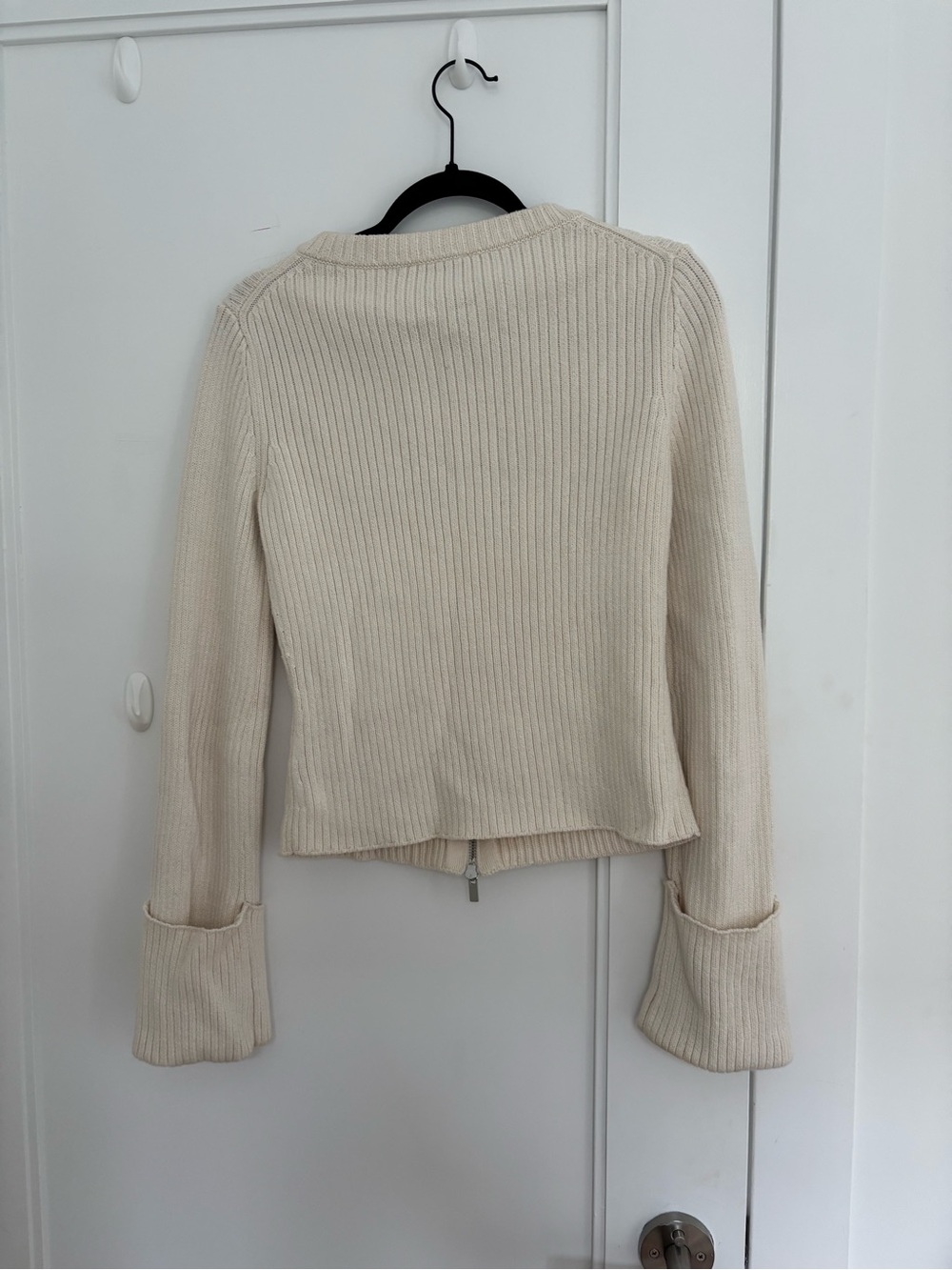 Reformation Ivory Ribbed Zip-Up Sweater - Picture 2 of 2
